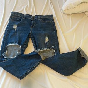 Sneak Peek Ripped Cuffed Jeans